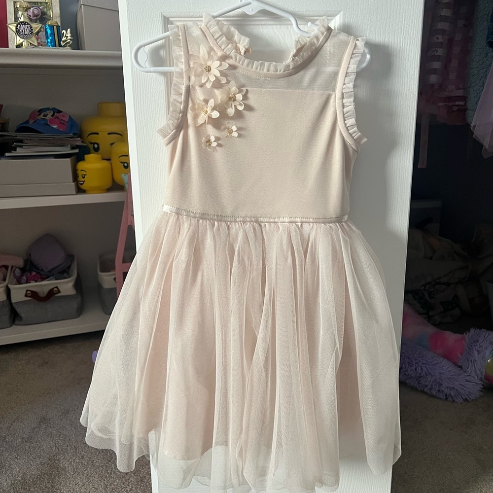 Cat & Jack Cream Dress with Floral Details